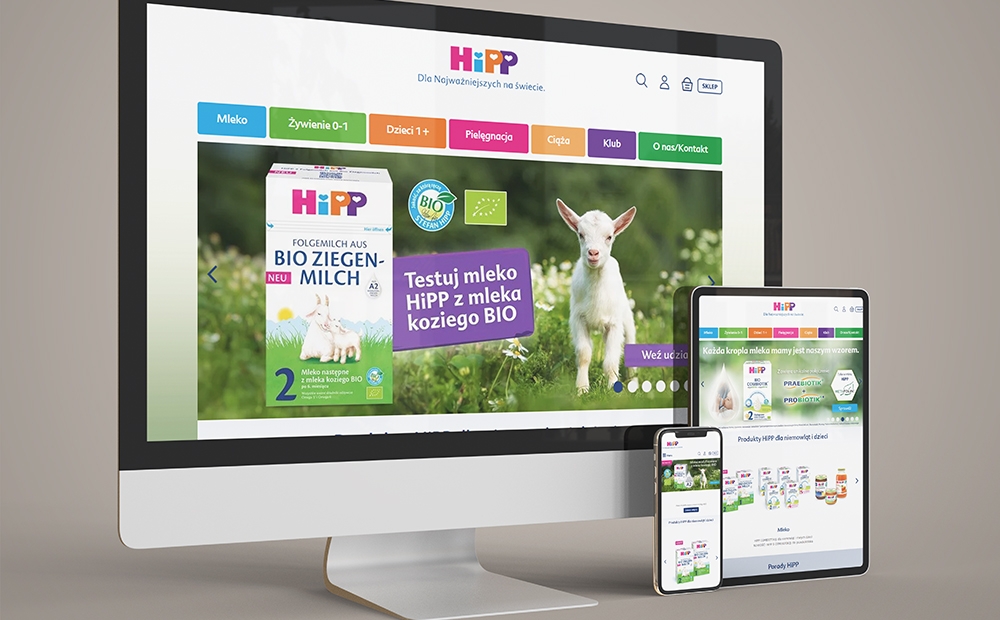 [Translate to Polish:] HiPP website mockup on various devices