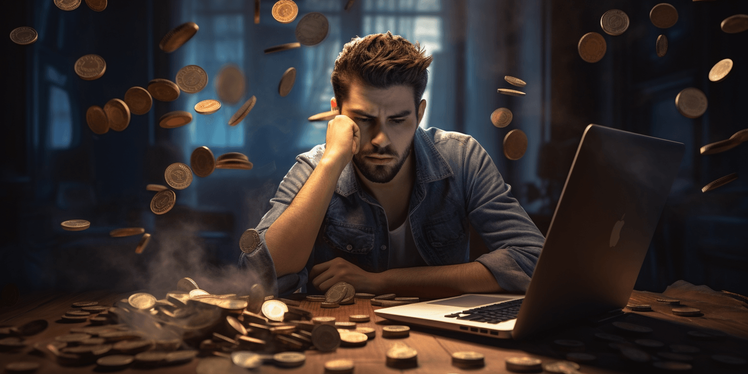 A young man sitting in front of a computer and thinking about the optimal IT solution